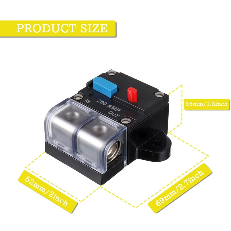 EPLZON 200A Resettable Circuit Breaker - 200 Amp Self Recovery with Manual Reset Button for Car Audio & Amps Protection - Image 5